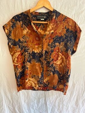 Sundance Aesthetic 100% Silk Floral Blouse / 90s Boho Luxe